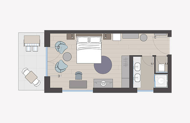 Gartenseite Eckzimmer mit Terrasse SRET x2