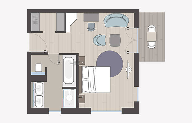 Gartenseite Eckzimmer mit Balkon DREB x2